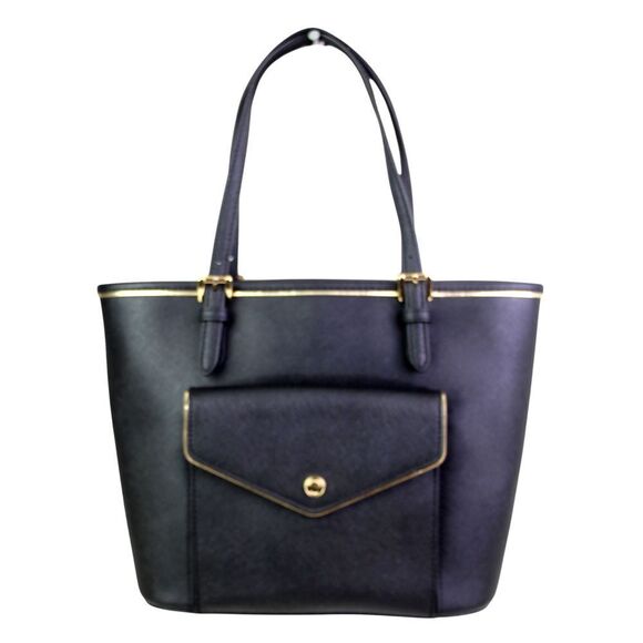 NWT Michael Kors BLACK GENUINE LEATHER SHOULDER BAG HOBO TOTE HANDBAG PURSE - Picture 1 of 15